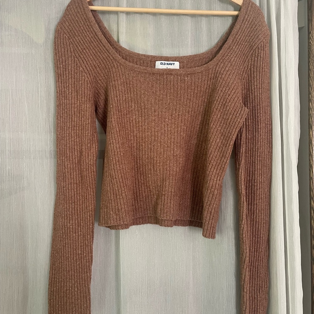 Old Navy Women's Tan Off-the-Shoulder Sweater